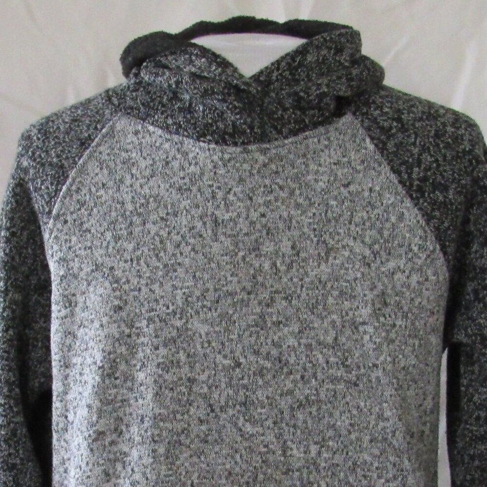 Brooklyn Cloth Gray/Black Speckled Fleece Hoodie Kangaroo Pocket Size Large EUC